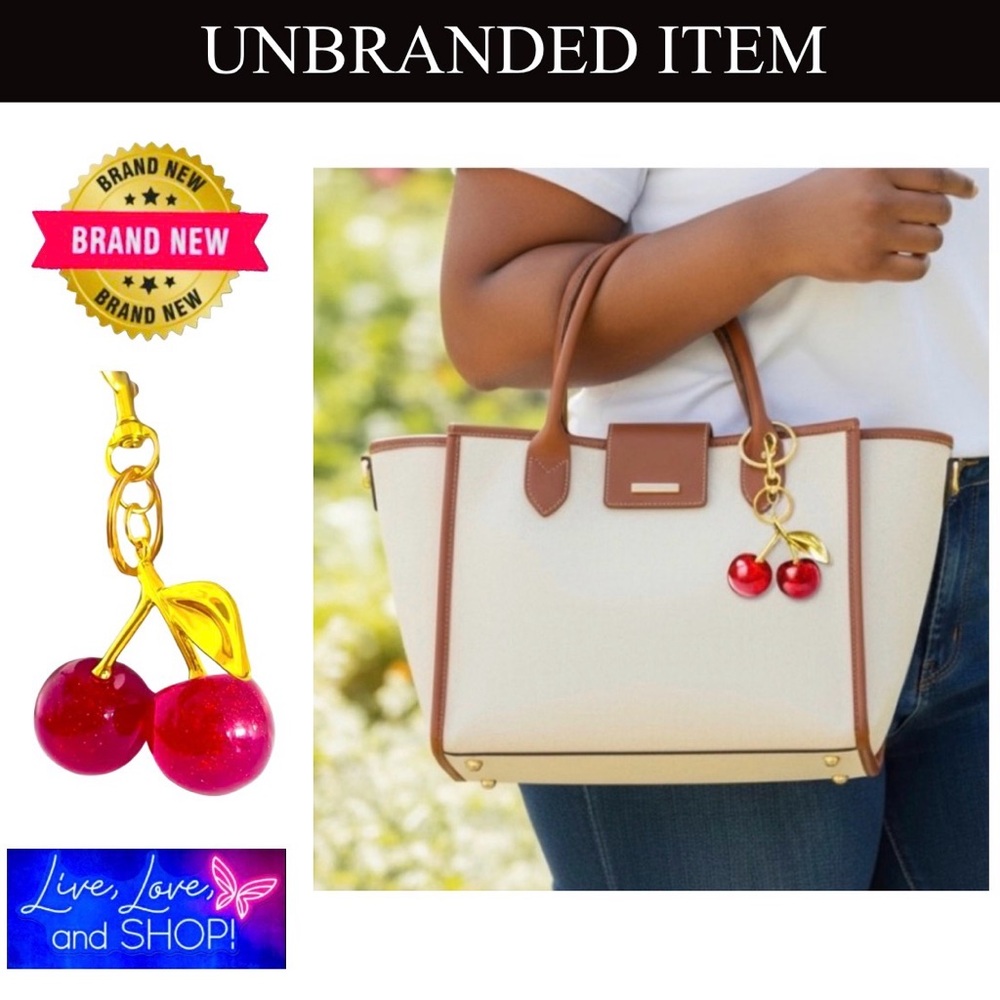 🍒 RED Cherry Keychain 🍒, Fashionably Delicious Summer Fruit Pendant Keyring